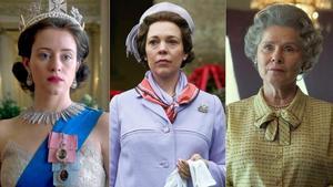 Claire Foy, Olivia Colman e Imelda Staunton, como Isabel II en ’The Crown’. 