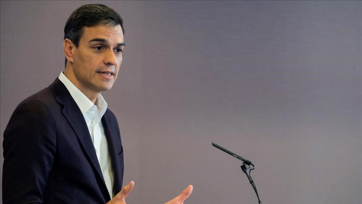 Declaració de Pedro Sánchez a la seu del seu partit, aquest divendres després de la declaració d’independència a Catalunya.