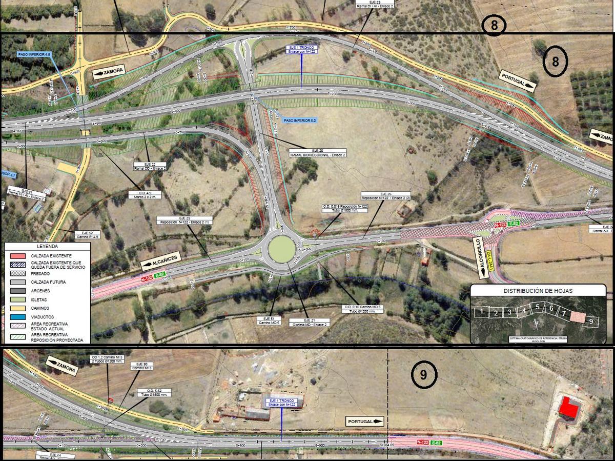 Tramos y enlace final de la variante, saliendo hacia Portugal