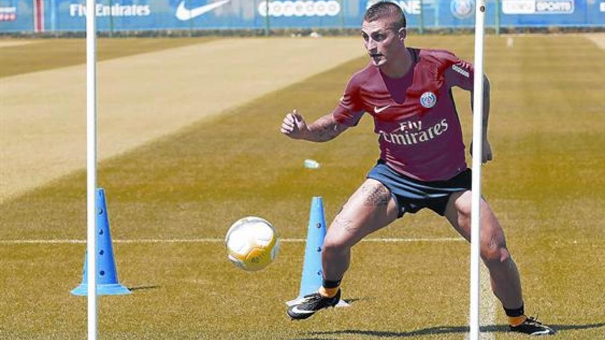 VUELTA AL REDIL Verrati, ayer en el primer entrenamiento del PSG.