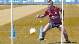 Verrati, en un primer entrenamiento del PSG.