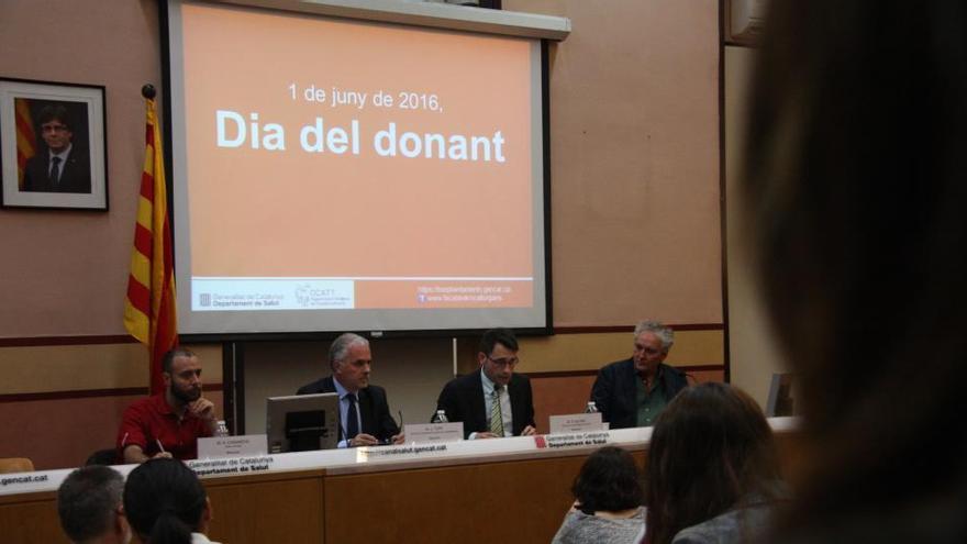 Un moment de la presentació de les dades de donacions i trasplantaments, ahir al Departament de Salut · ACN