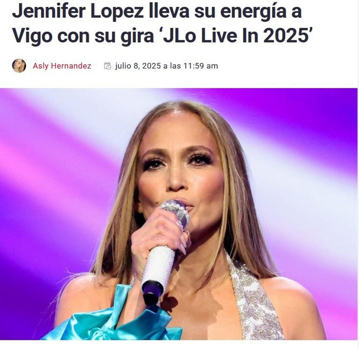 El medio digital dominicano RC anunciaba el concierto de Jennifer López en Vigo.