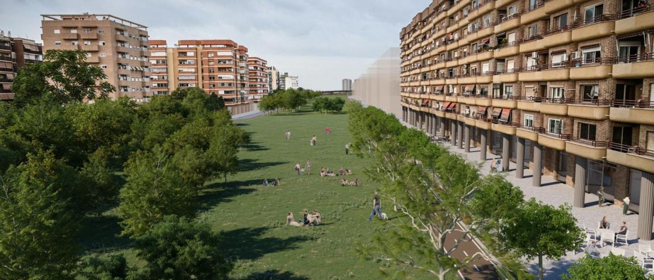 Recreación del futuro corredor 
verde sin coches de García  
Lorca. levante-emv