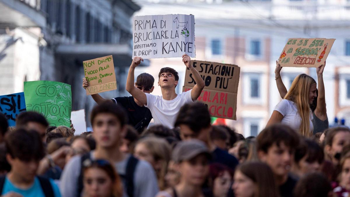 Manifestación en Roma contra las políticas de Giorgia Meloni