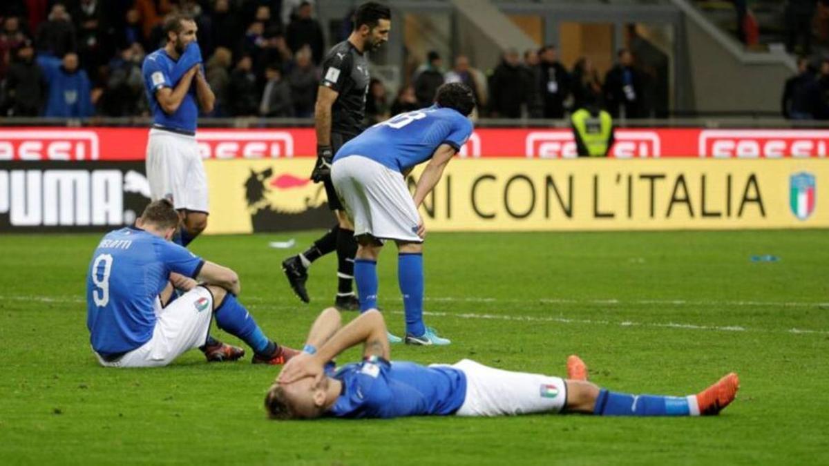 Los jugadores de Italia, al confirmarse que no participarían en el Mundial de Qatar.