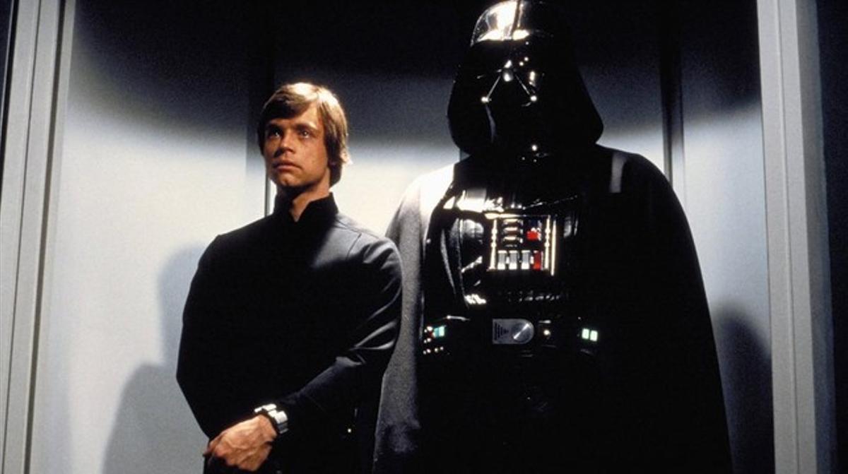 Luke Skywalker (Mark Hamill) i Darth Vader, en una escena d’El retorn del jedi’. Luke Skywalker (Mark Hamill) i Darth Vader, en una escena d’El retorn del jedi’.