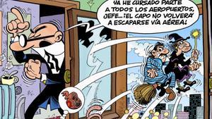 Fragmento de la portada ’¡El capo de escapa!’, nueva aventura de Mortadelo y Filemón.