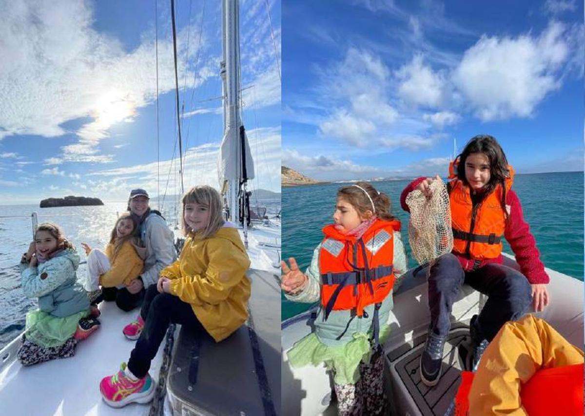 Paseo en velero eléctrico con un grupo de niños