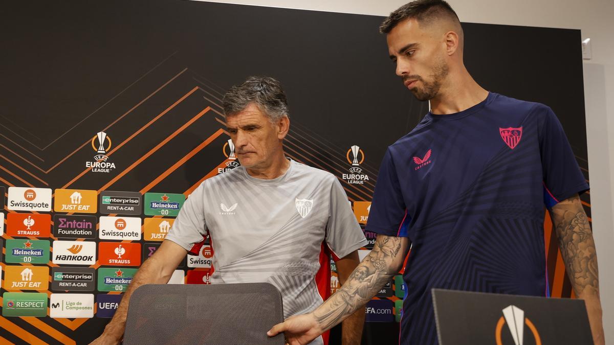 Mendilibar y Suso en rueda de prensa previa a la vuelta de la semifinal de la Liga Europa