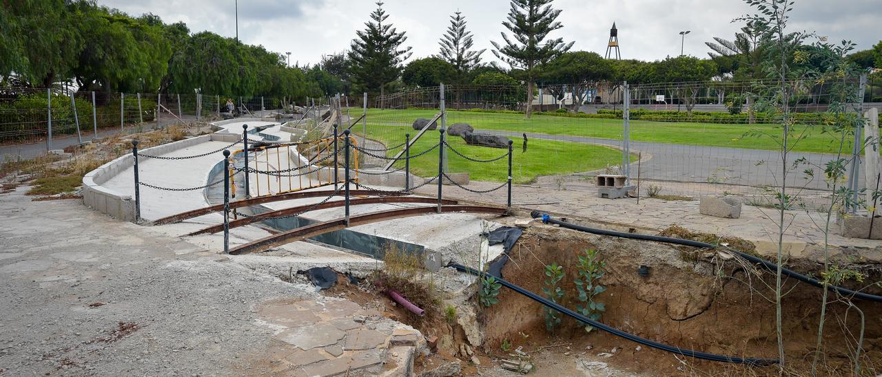 Obras recientes en el parque urbano de San Juan, en Telde