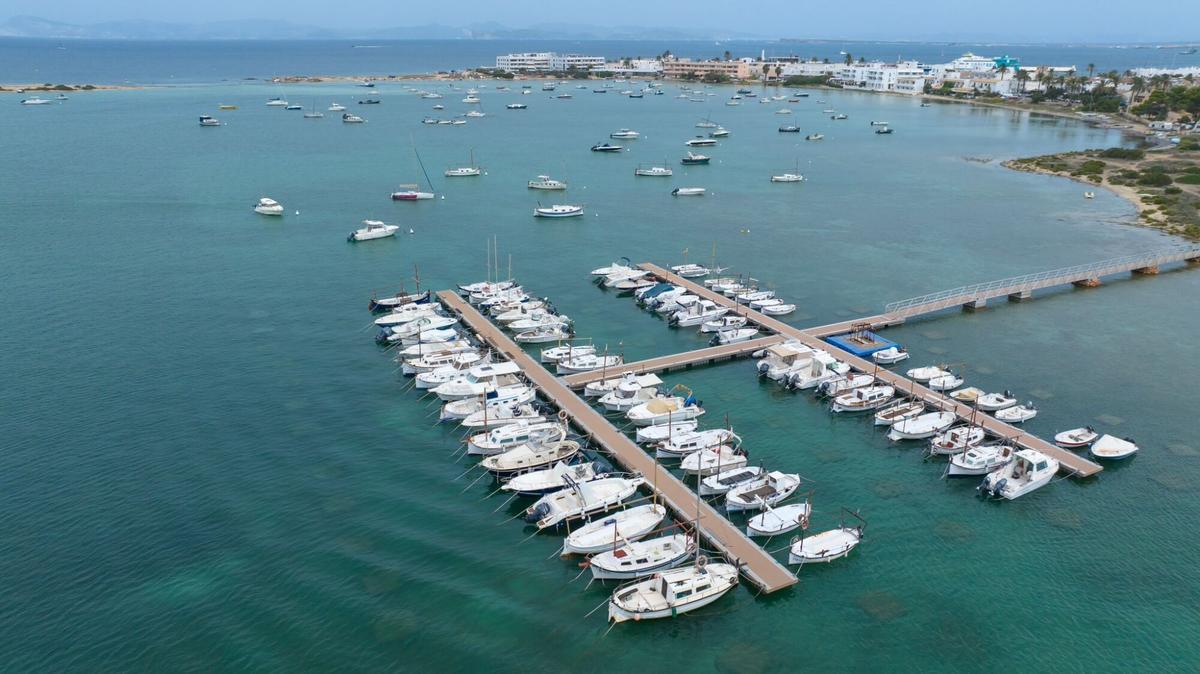 Imagen aérea de la zona de pantalanes de s'Estany des Peix
