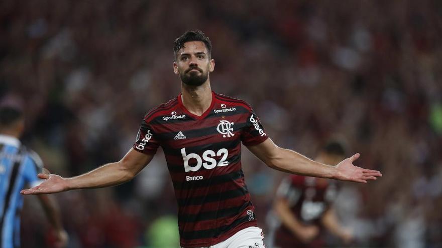 Marí celebra su gol en Maracaná con el Flamengo.