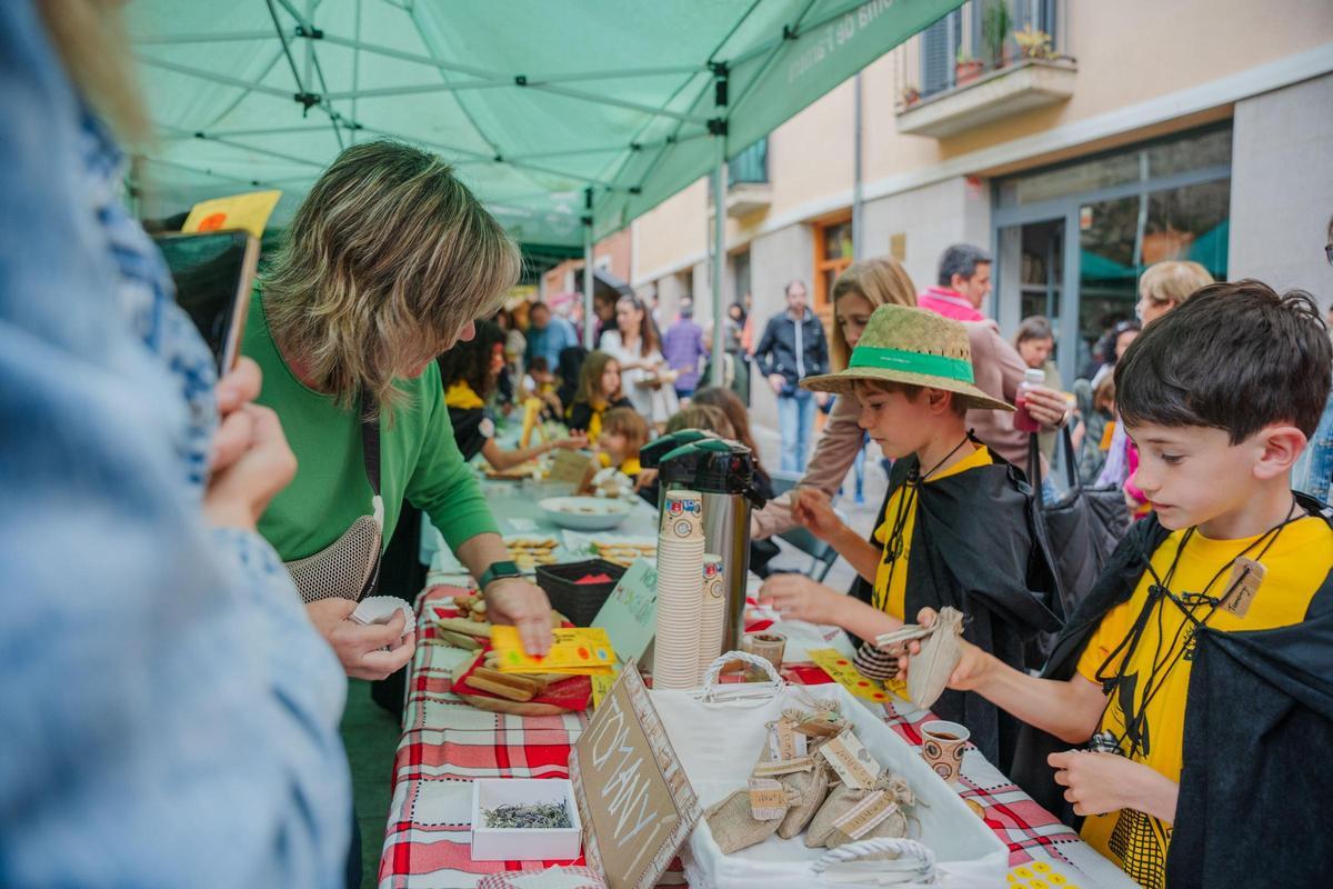 Una de les parades del Mercat de les Herbes de Ratafia de Santa Coloma, en una edició passada.