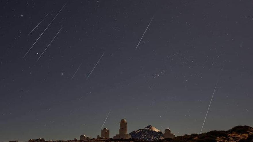 Lluvia de Gemínidas sobre el Teide