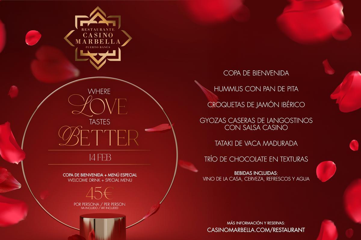 Menú San Valentín Restaurante Casino Marbella