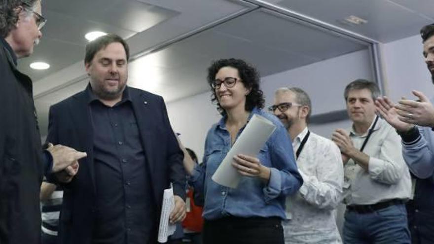 Junqueras, amb Tardà, Rovira i Rufián.