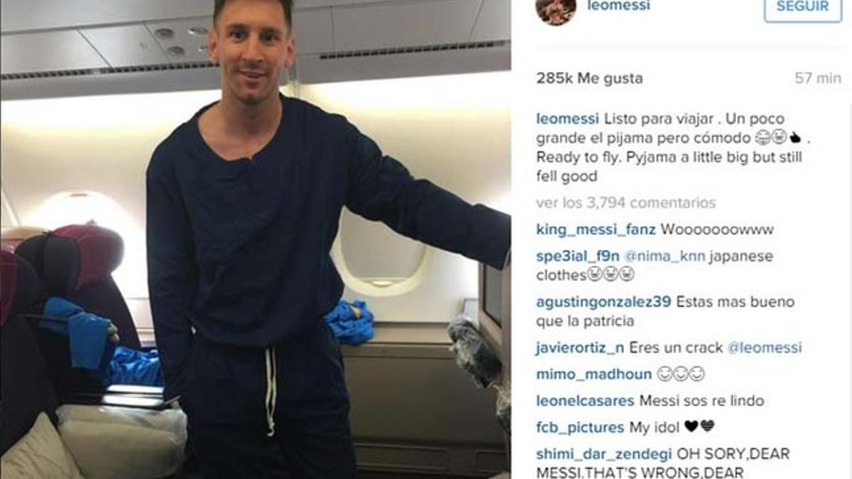 Este es el look de Messi en el viaje a Japón