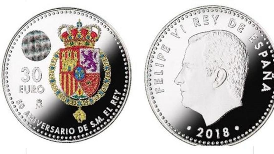 Así es la nueva moneda de 30 euros en homenaje al cumpleaños del Rey Felipe VI.