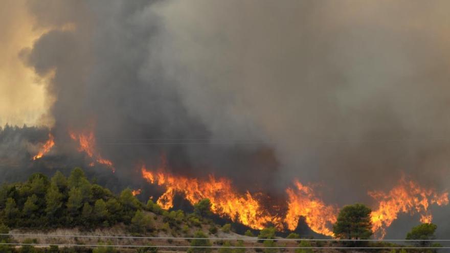Imatge de l&#039;incendi, el 26 de juliol passat. El foc va cremar gairebé 1.300 hectàrees de l&#039;Anoia i el Bages