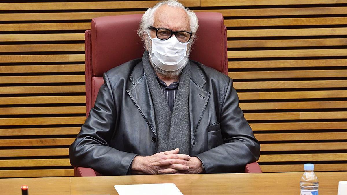 Lluís Rivera, durante su comparecencia como candidato al puesto de consejero en las Corts. | LEVANTE-EMV