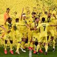 Los jugadores del Villarreal celebrando el título (2021)
