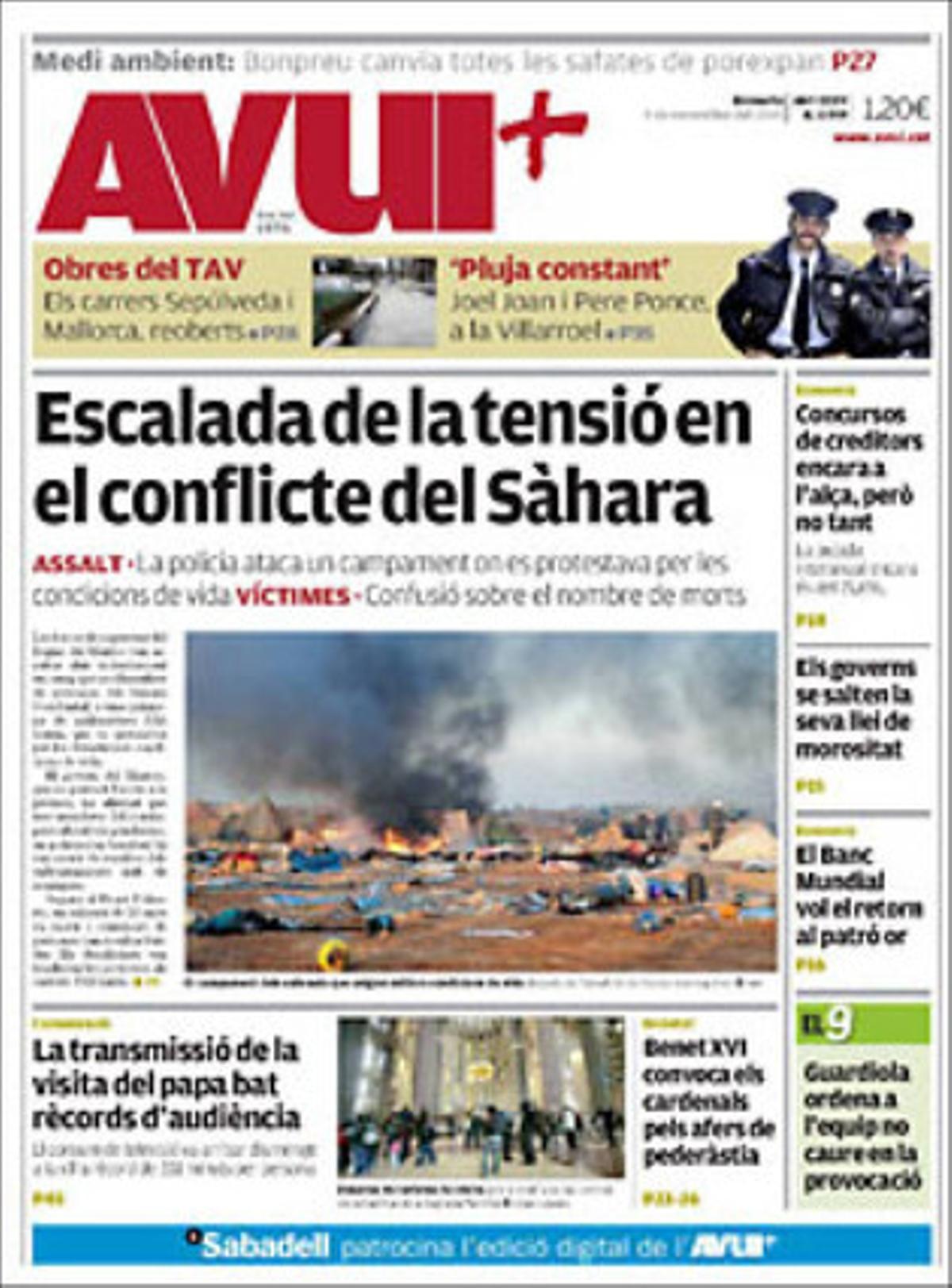 ’Avui’ realça a dins que la UE farà una llista negra d’aeroports perillosos, que el Banc Mundial proposa tornar a l’or com a patró de referència econòmica, i que s’obren al trànsit els carrers de Mallorca i Espronceda després de 28 mesos d’obres de l’AVE.