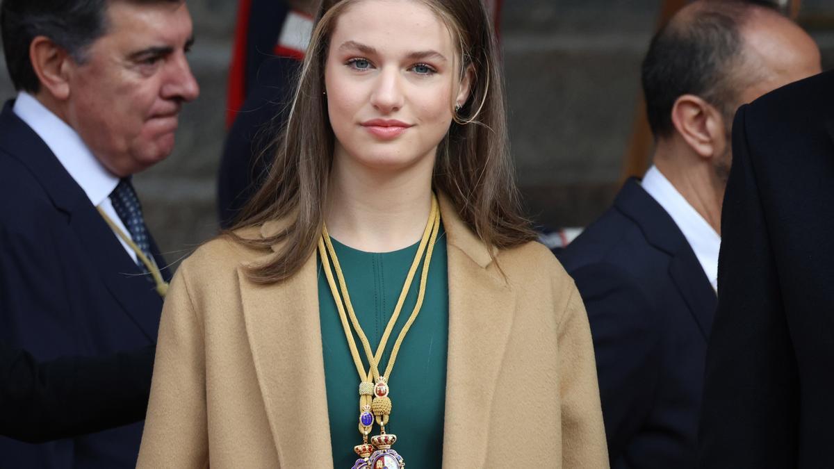 La Princesa Leonor a su llegada al Congreso de los Diputados este miércoles para presidir junto a sus padres la ceremonia de apertura de la XV Legislatura