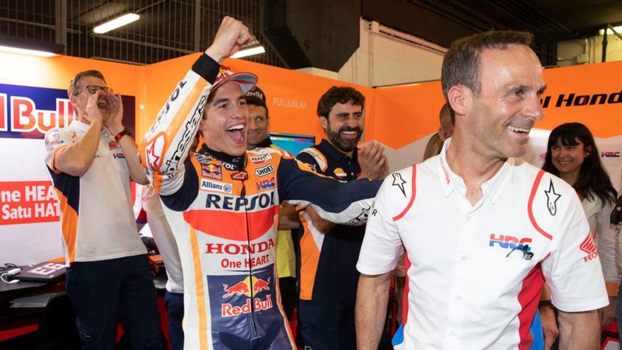 Honda se muestra satisfecha con su nueva moto y con Marc Márquez