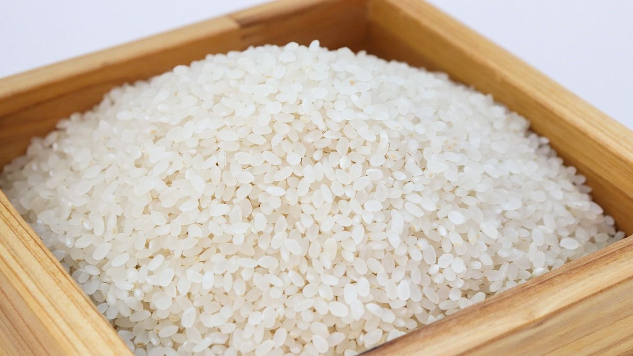 Arroz en un recipiente