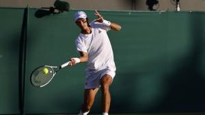 LONDON (United Kingdom), 01/07/2026.- Rafael Jodar of Spain in action during his Mens Singles second round match against Pablo Carreno Busta of Spain at the Wimbledon Championships in London, Britain, 01 July 2026. (Tenis, España, Reino Unido, Londres) EFE/EPA/TOLGA AKMEN