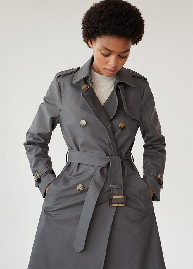 Trench de doble botonadura gris