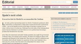 El 'Financial Times' reclama a España "una solución negociada" para Catalunya