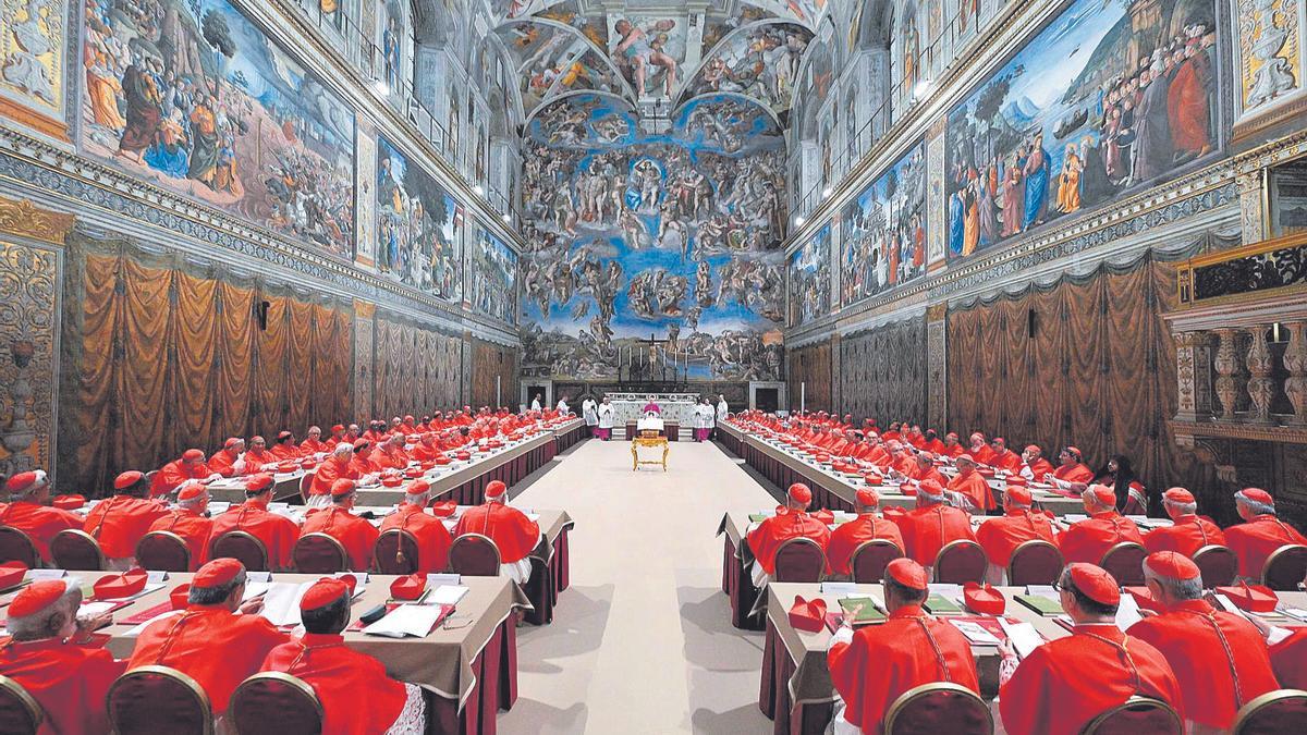 Los 133 cardenales reunidos antes del cónclave.
