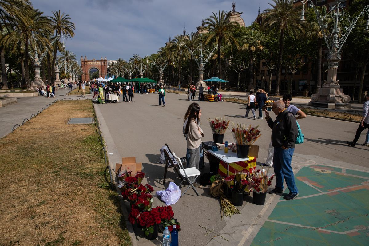 Ambiente de Sant Jordi en Arc de Triomf