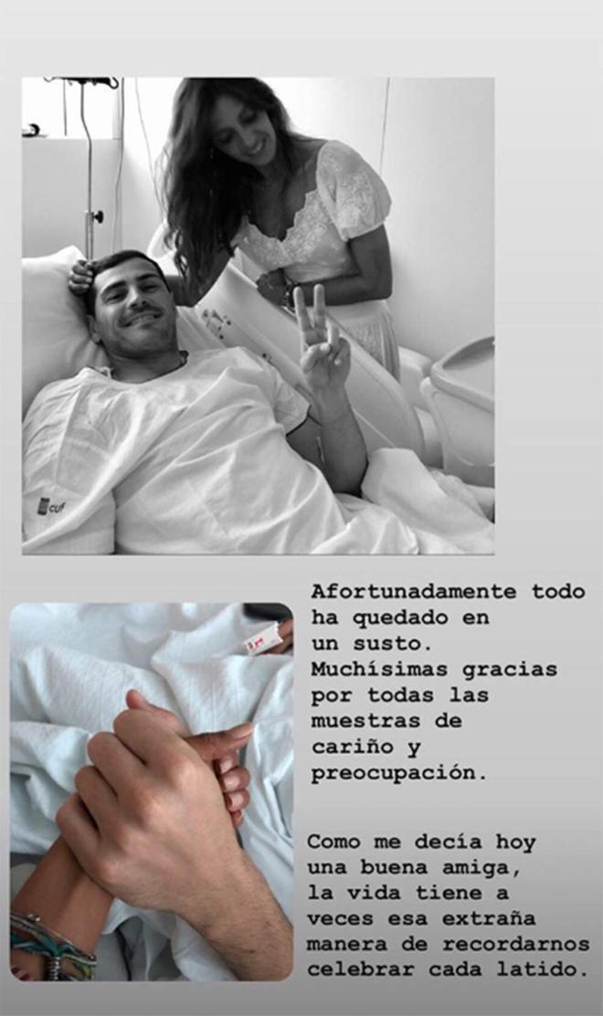 Sara Carbonero con Iker Casillas en el hospital