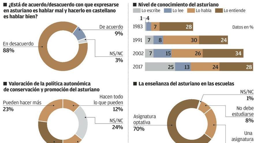 Nueve de cada diez asturianos quieren que la llingua se estudie en las escuelas