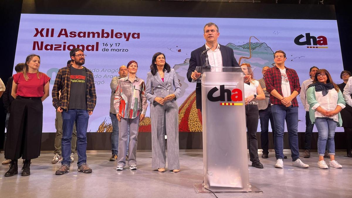 Palacín durante la clausura de la Asamblea Nacional de CHA, este domingo.