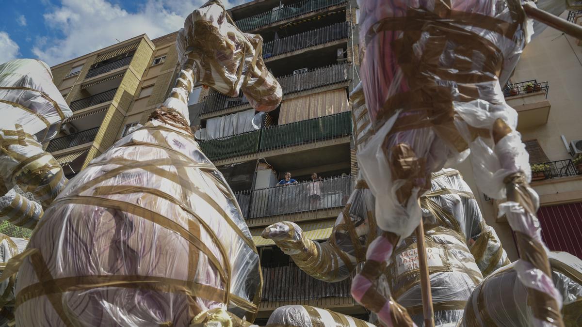 Las fallas se preparan para su traslado desde Fira València