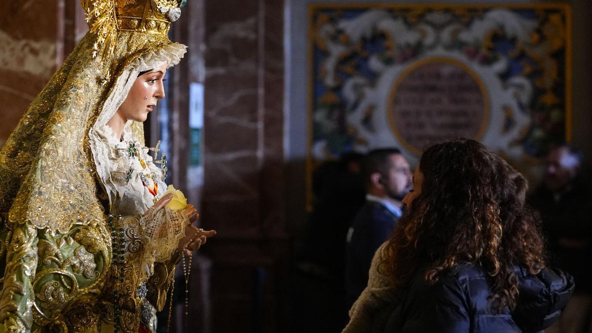 Imágenes de Santa Maria de la Esperanza Macarena tras la restauración en la Basílica de la Esperanza Macarena.