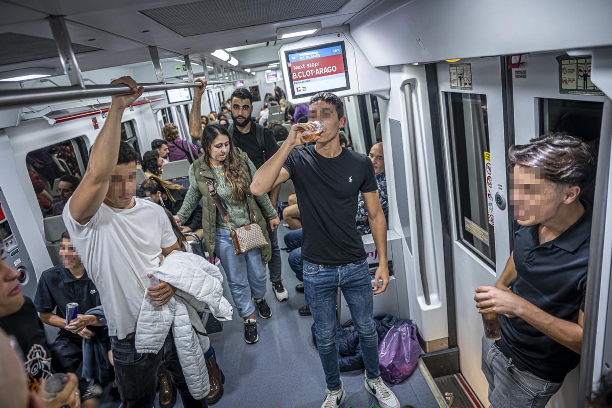 En el tren del botellón a Mataró