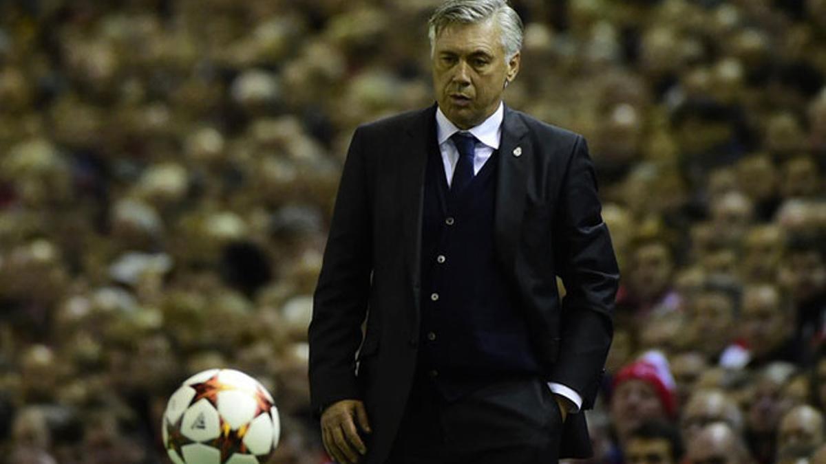 Carlo Ancelotti, durante el Liverpool-Madrid del miércoles