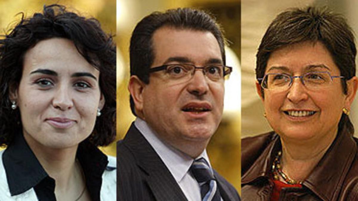 Dolors Montserrat (PP), Jordi Jané (CiU) y Teresa Cunillera (PSC).