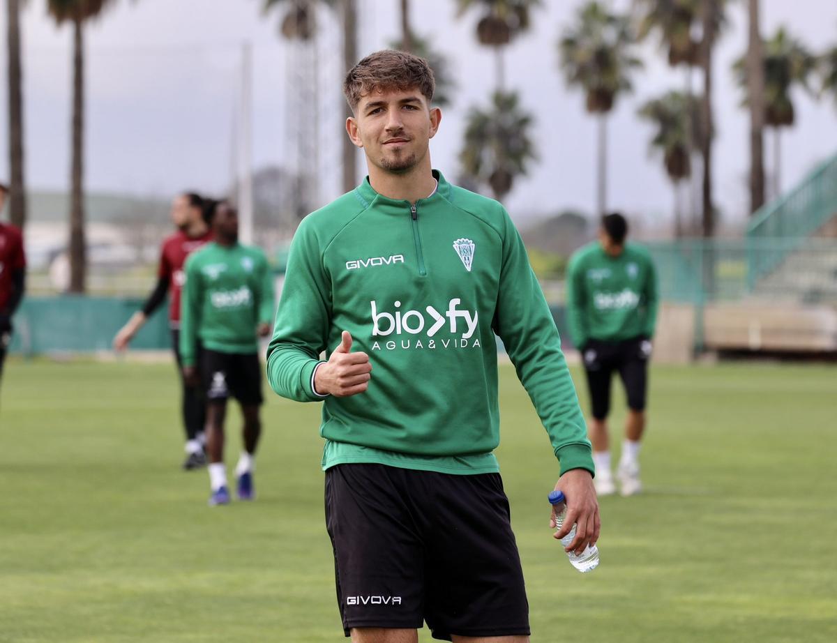 Matías Barboza, en el entrenamiento del Córdoba CF.