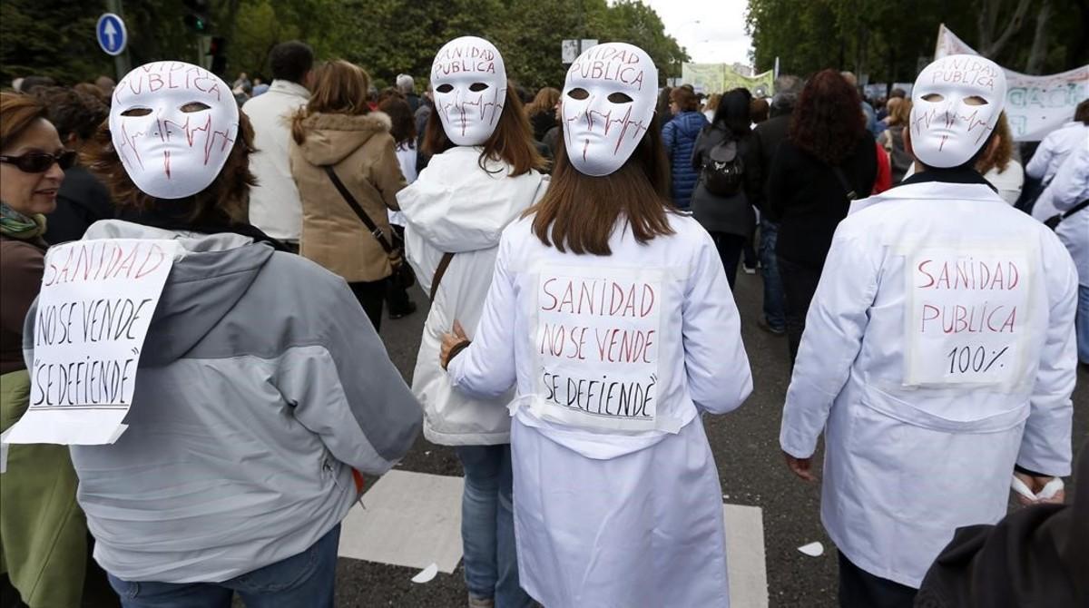 Manifestación contra los recortes en Sanidad, en Madrid.