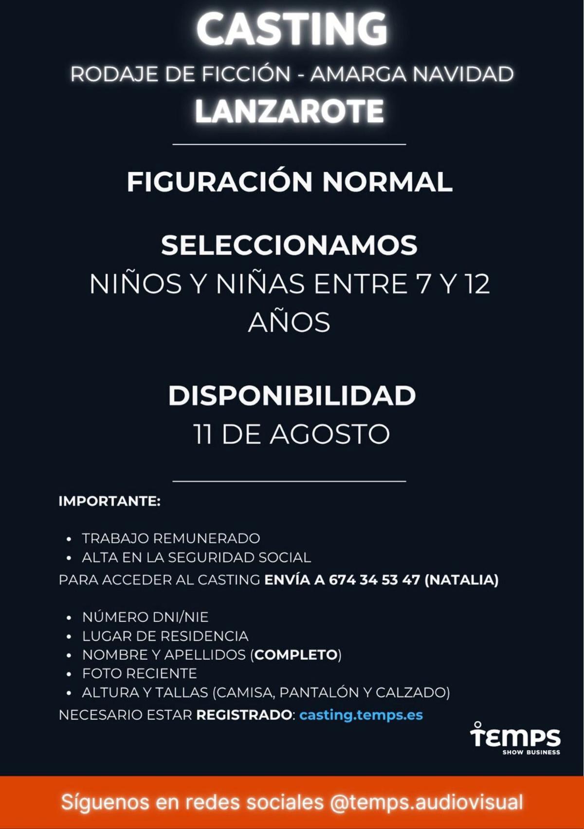 Casting de niños y niñas para el rodaje de Amarga Navidad en Lanzarote