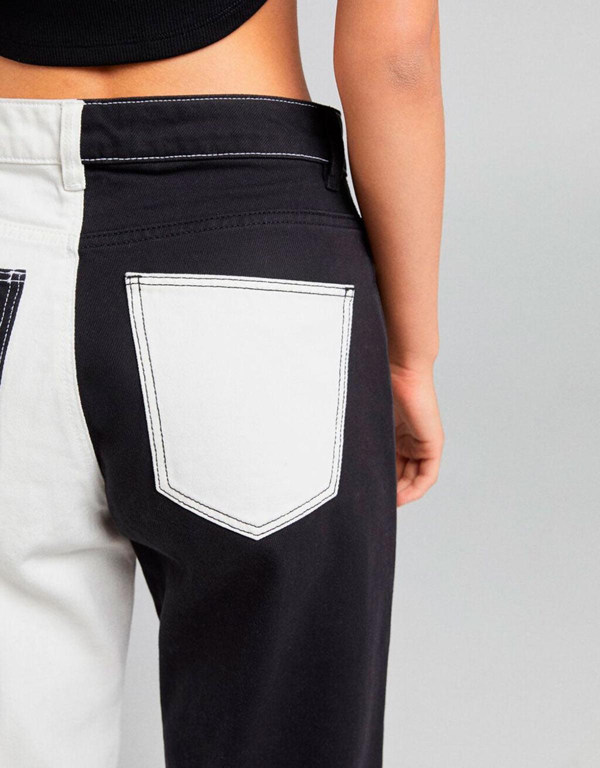 Bolsillo jeans bicolor de Bershka
