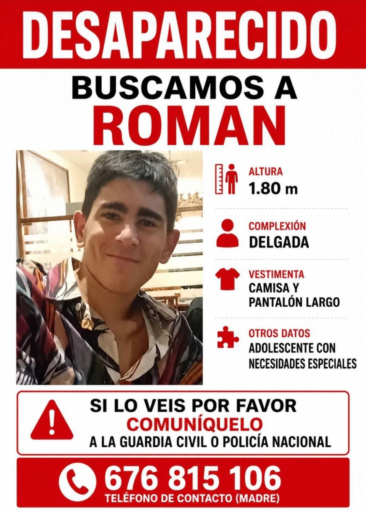 Cartel distribuido para alertar de la desaparición del menor de Beneixida.