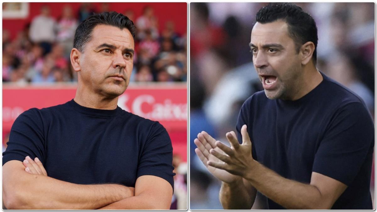 Michel y Xavi, los entrenadores del Girona y el Barça, que comparten el liderato de Primera. Michel y Xavi, los entrenadores del Girona y el Barça, que comparten el liderato de Primera.