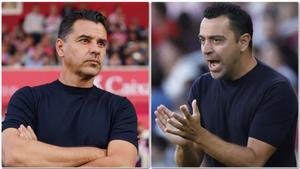 Michel y Xavi, los entrenadores del Girona y el Barça, que comparten el liderato de Primera.